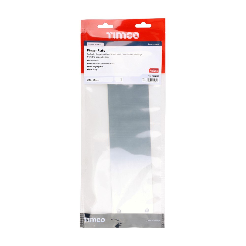 TIMCO Finger Plate Satin Chrome 305 x 76mm (1)