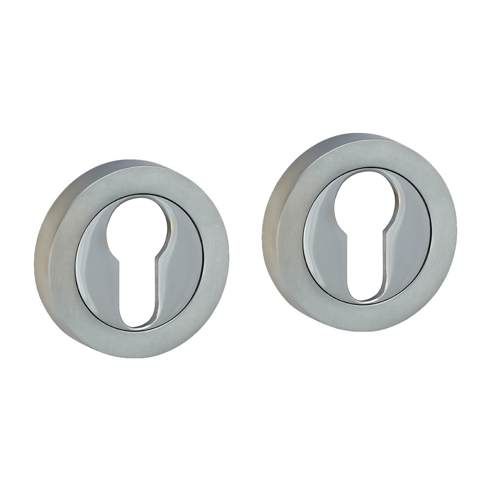 TIMCO Euro Profile Escutcheon - Polished & Satin Chrome 51mm (2 Pack)