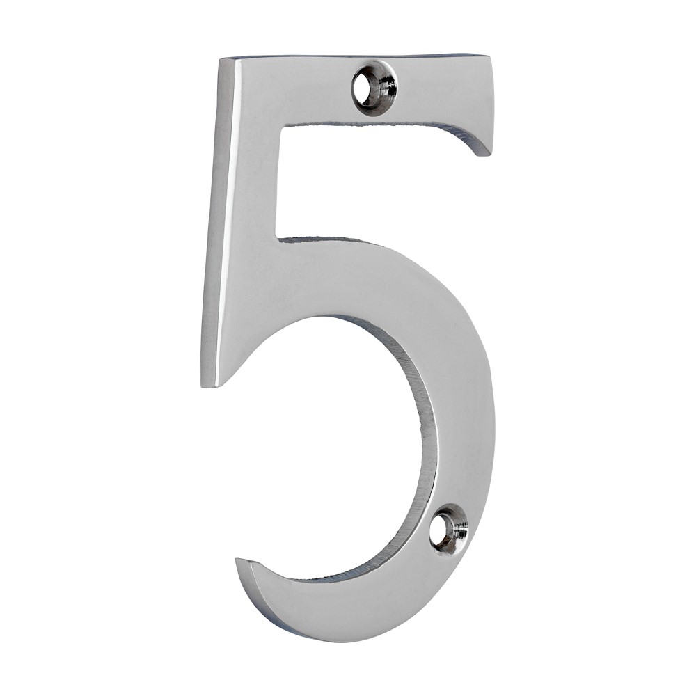 TIMCO Door Numeral 5 Polished Chrome 75mm