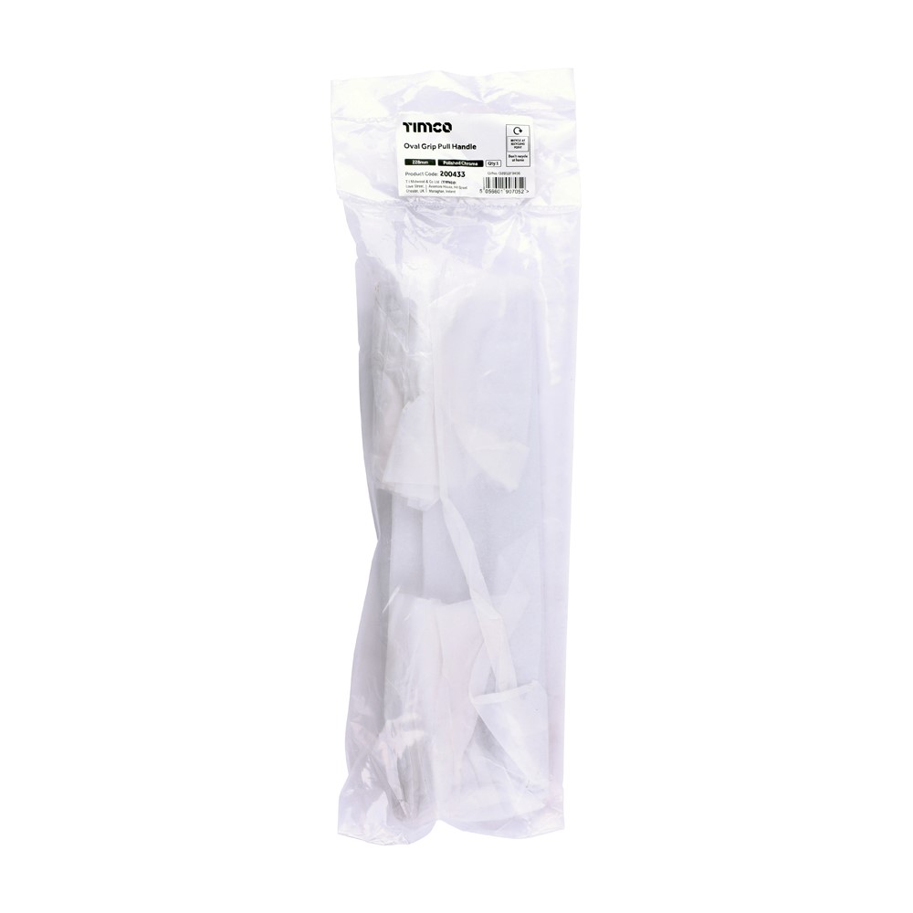 TIMCO Oval Grip Pull Handle Polished Chrome 228mm (1)