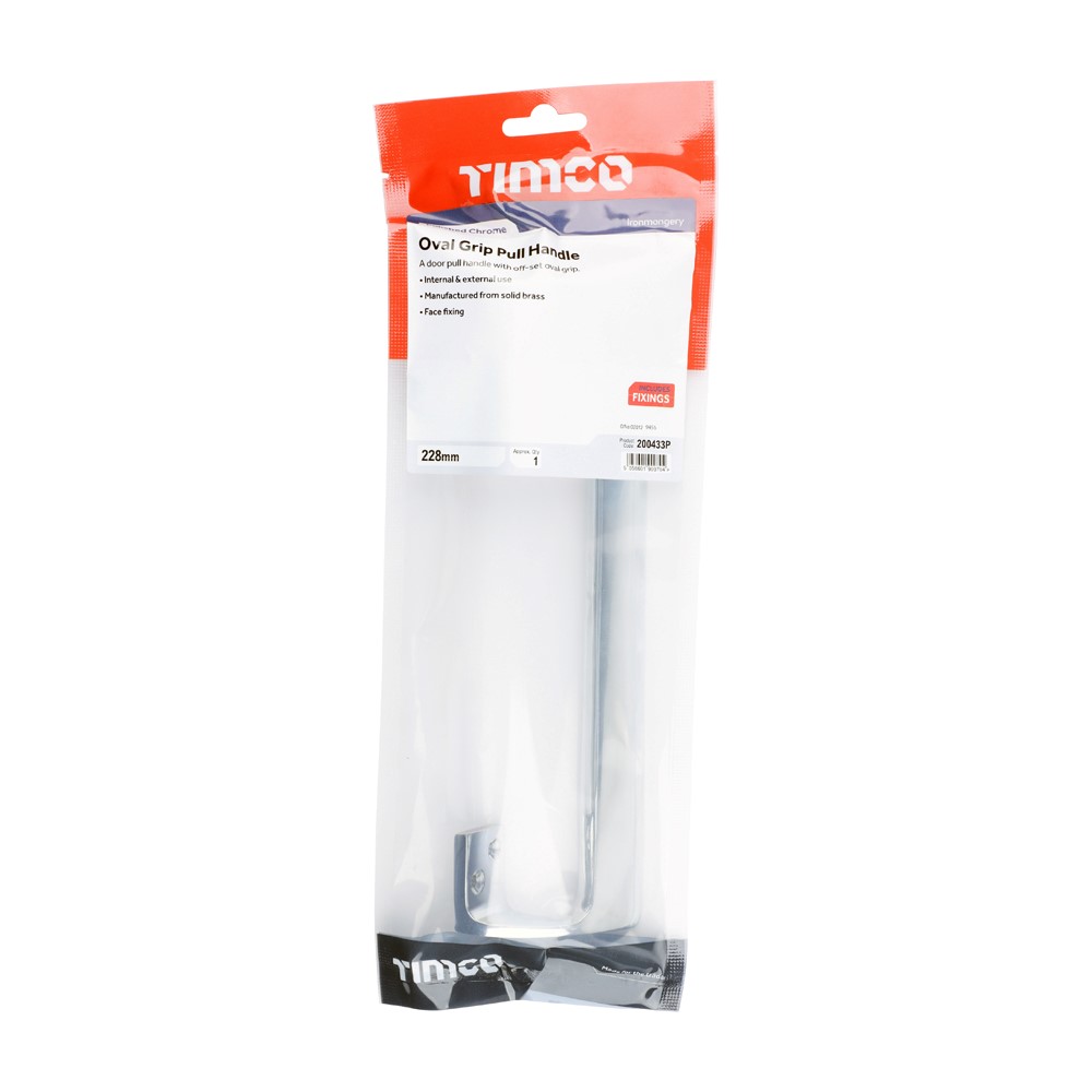 TIMCO Oval Grip Pull Handle Polished Chrome 228mm (1)
