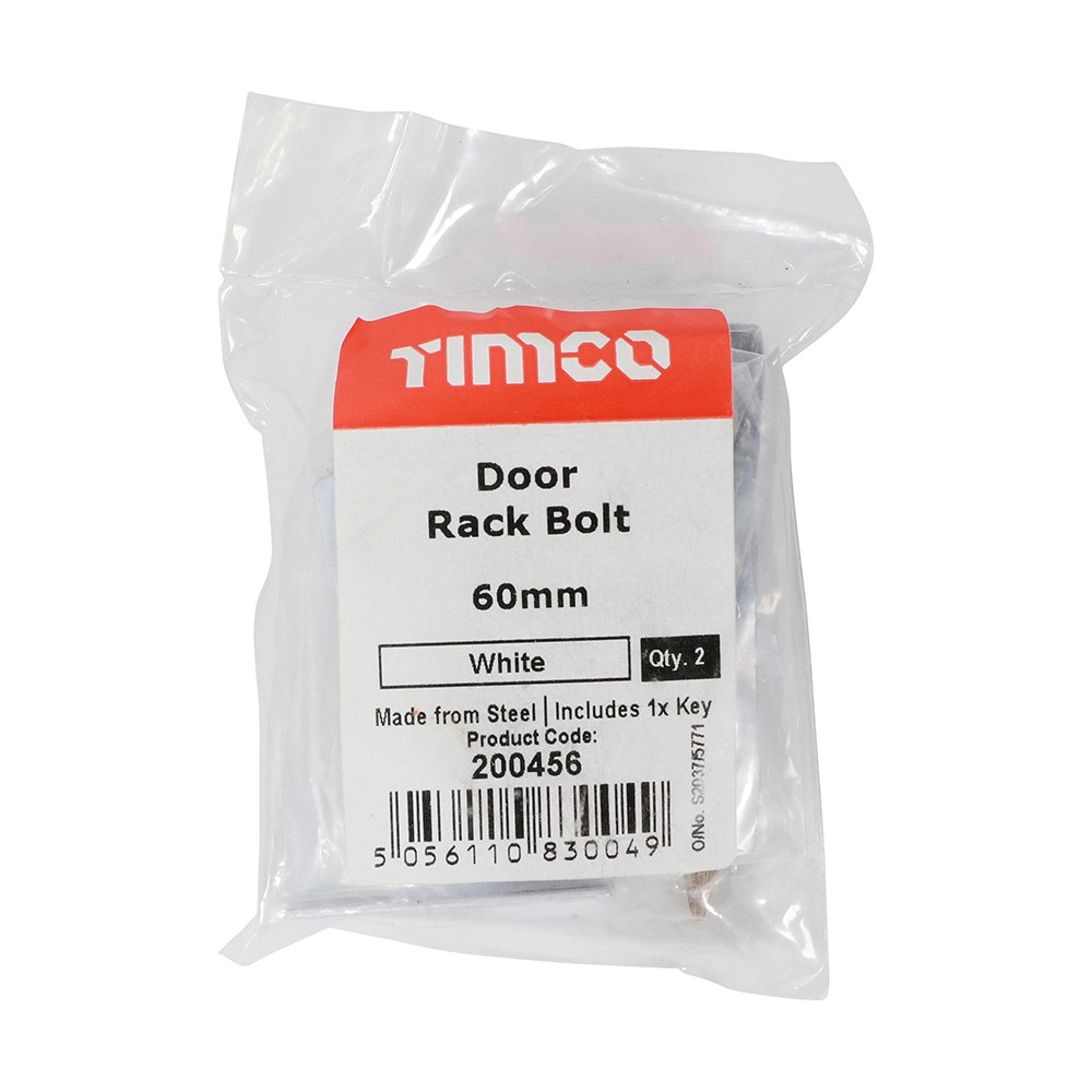 TIMCO Door Rack Bolts - White 60mm (2 Bag)