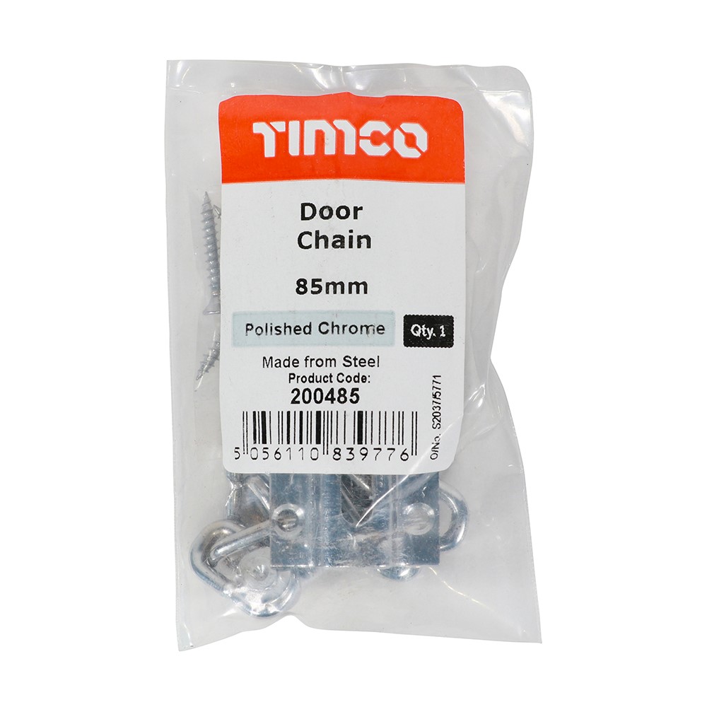 TIMCO Door Chain - Polished Chrome 85mm