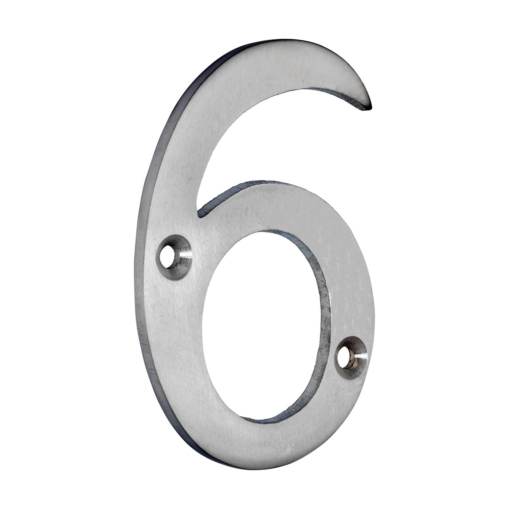 TIMCO Door Numeral 6 Satin Chrome 75mm