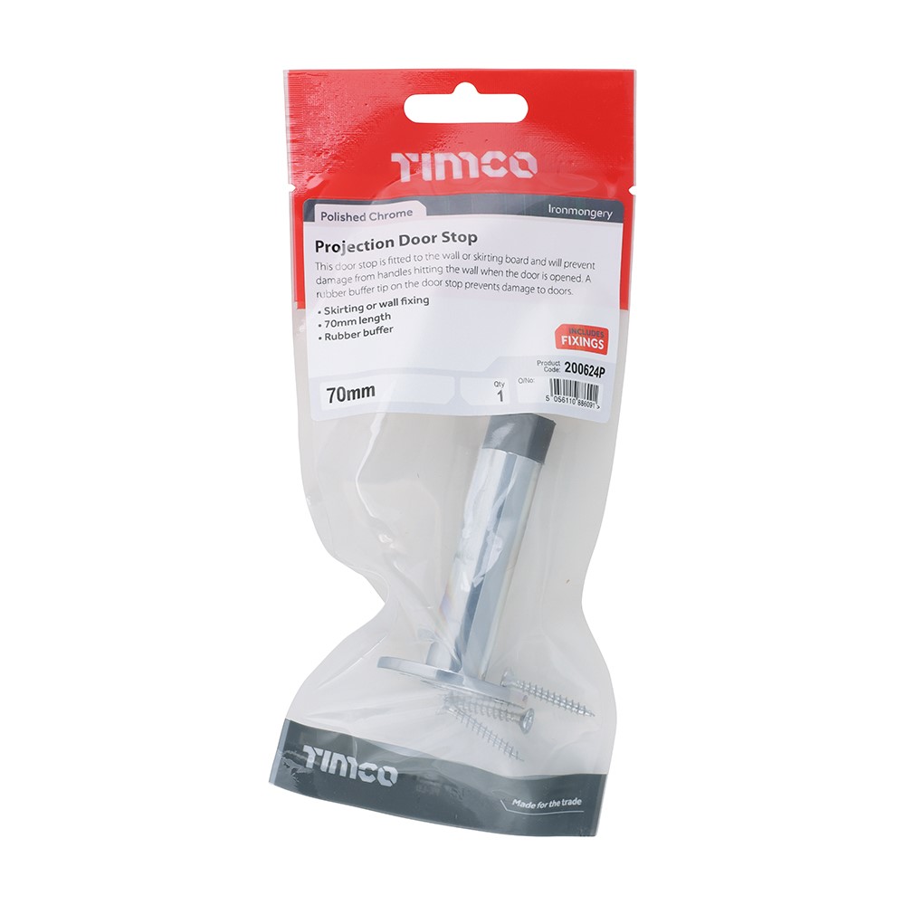 TIMCO Projection Door Stop - Polished Chrome 70mm