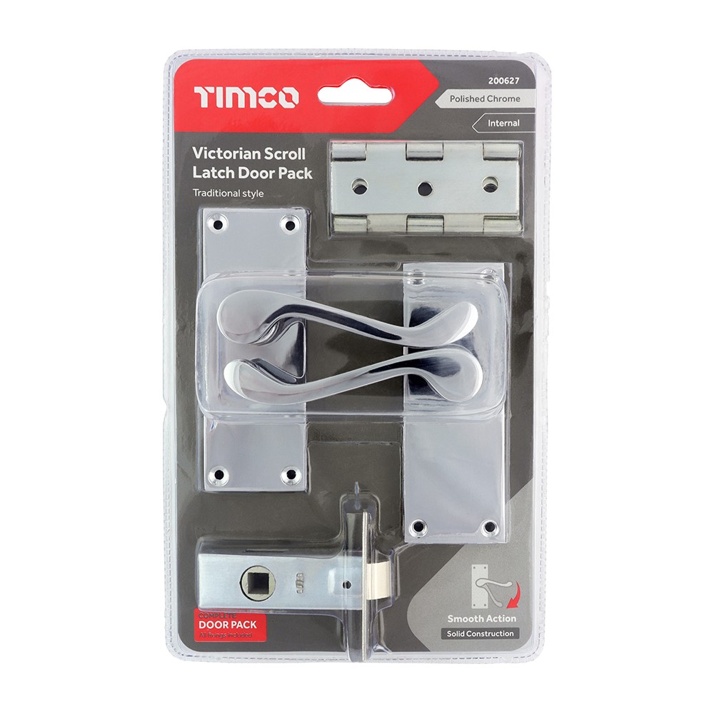 TIMCO Victorian Scroll Latch Door Pack - Polished Chrome Mixed (2 Pack)