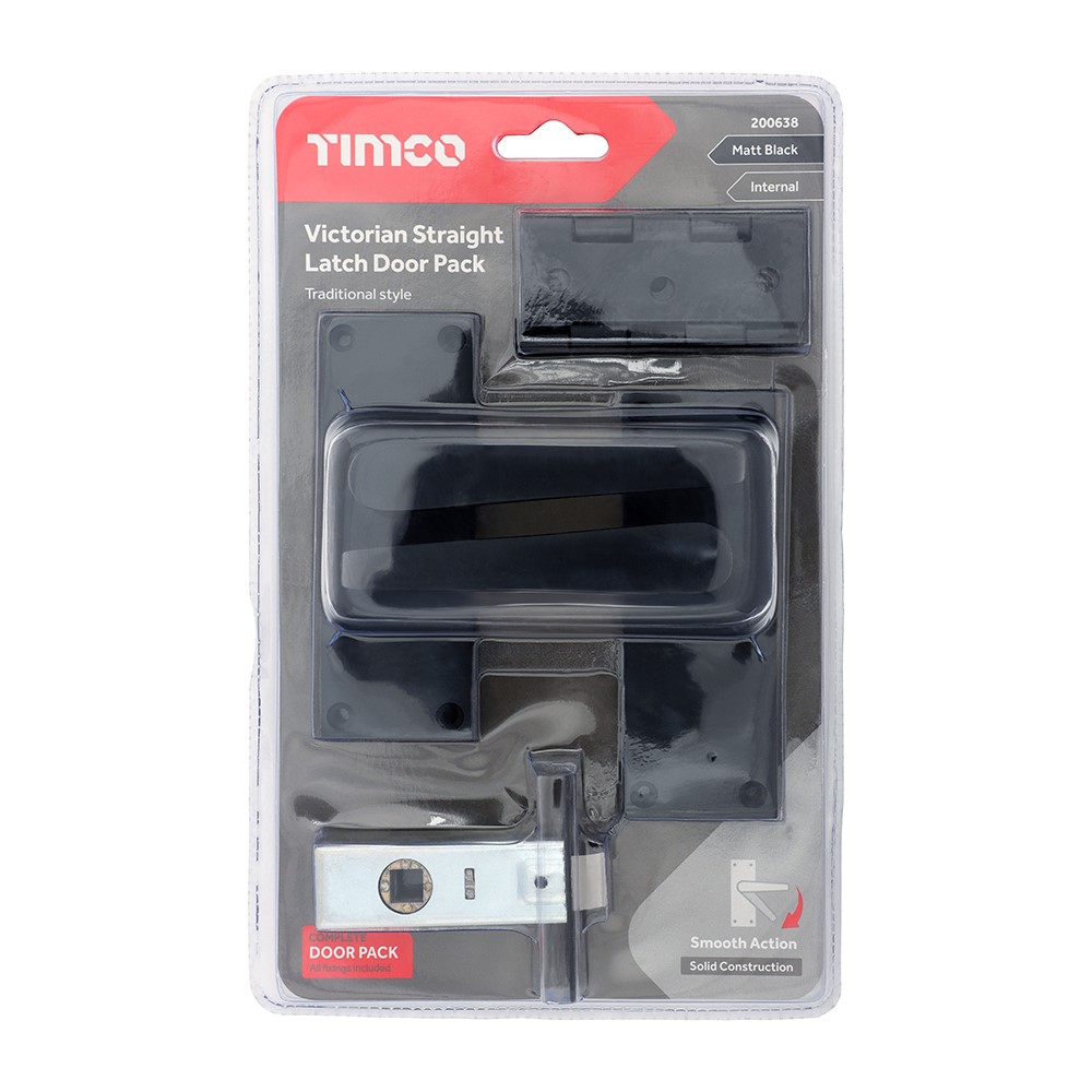 TIMCO Victorian Straight Latch Door Pack - Matt Black Mixed (2 Pack)