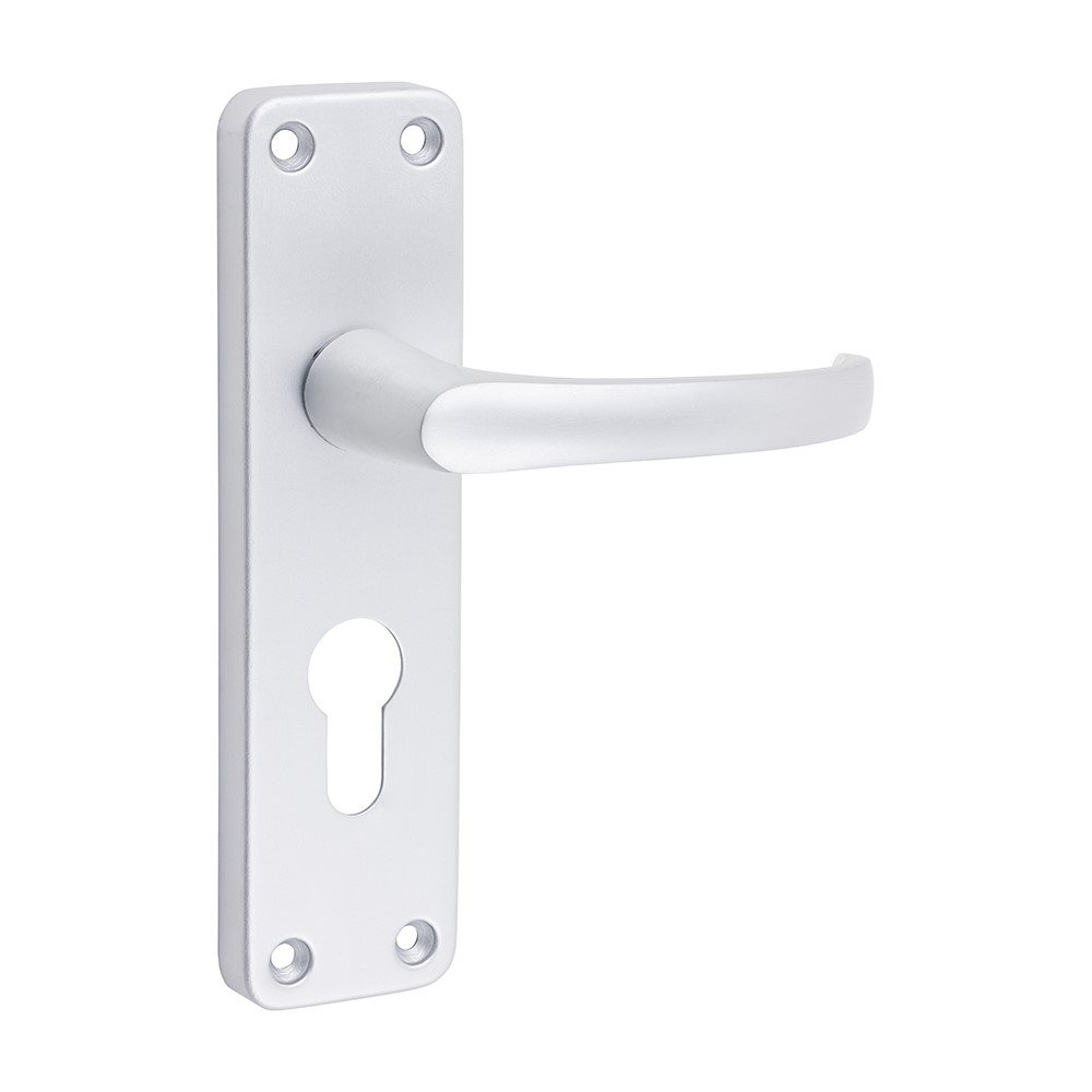 TIMCO Contractors Euro Profile Lever Lock Handles - Satin Anodised Aluminium 155 x 40mm (2 Bag)