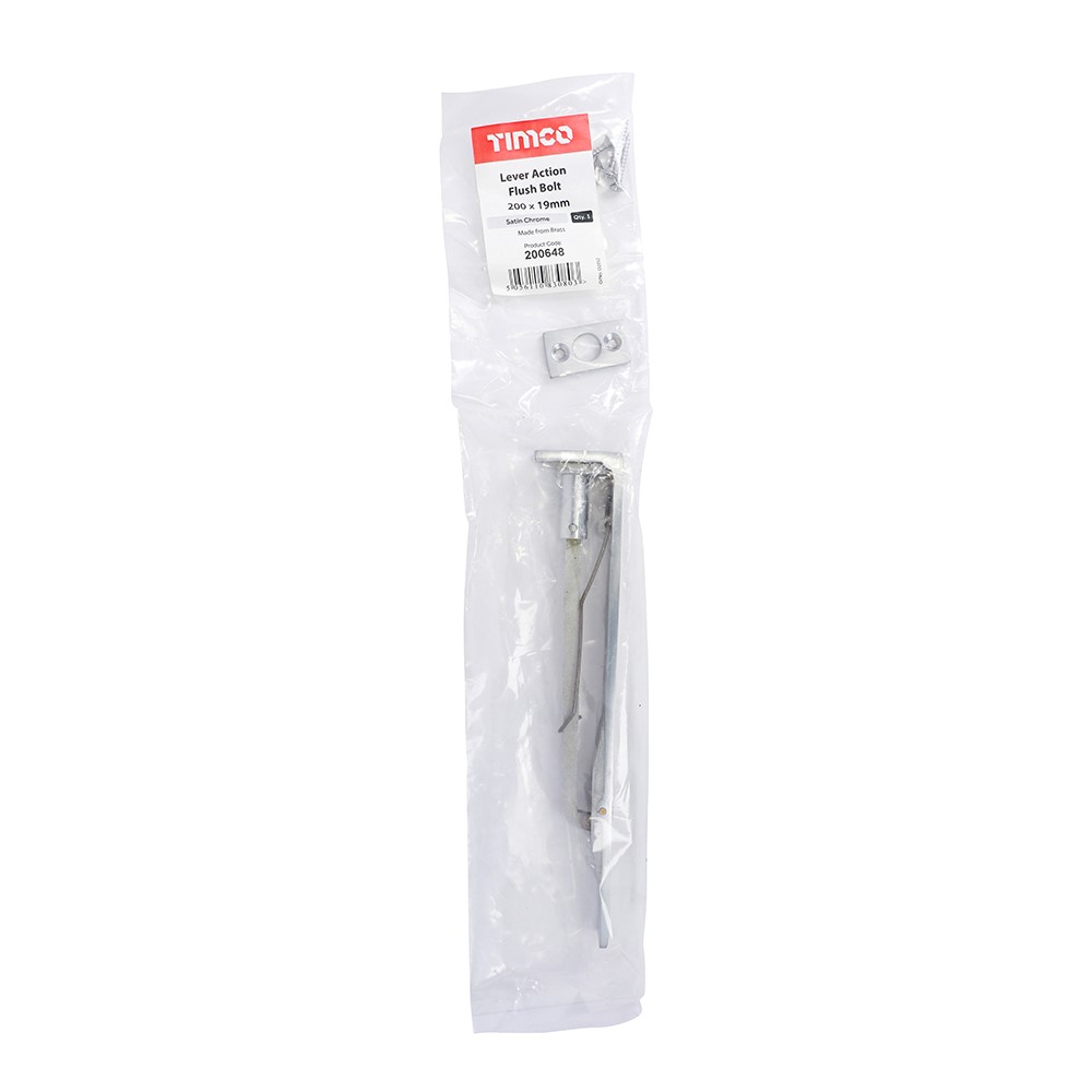 TIMCO Lever Action Flush Bolt - Satin Chrome 200 x 19mm