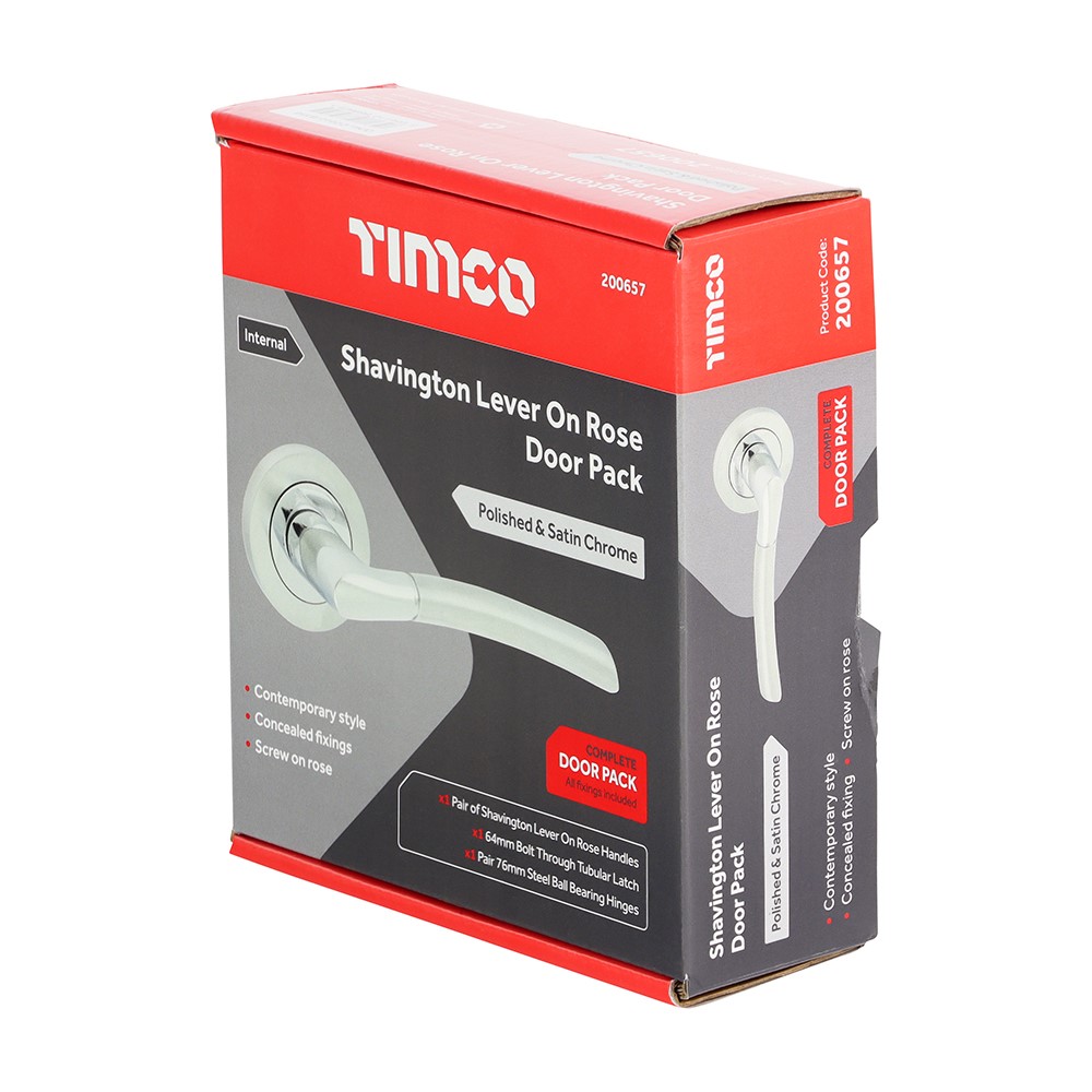 TIMCO Shavington Lever On Rose Door Pack - Polished Chrome & Satin Chrome Mixed