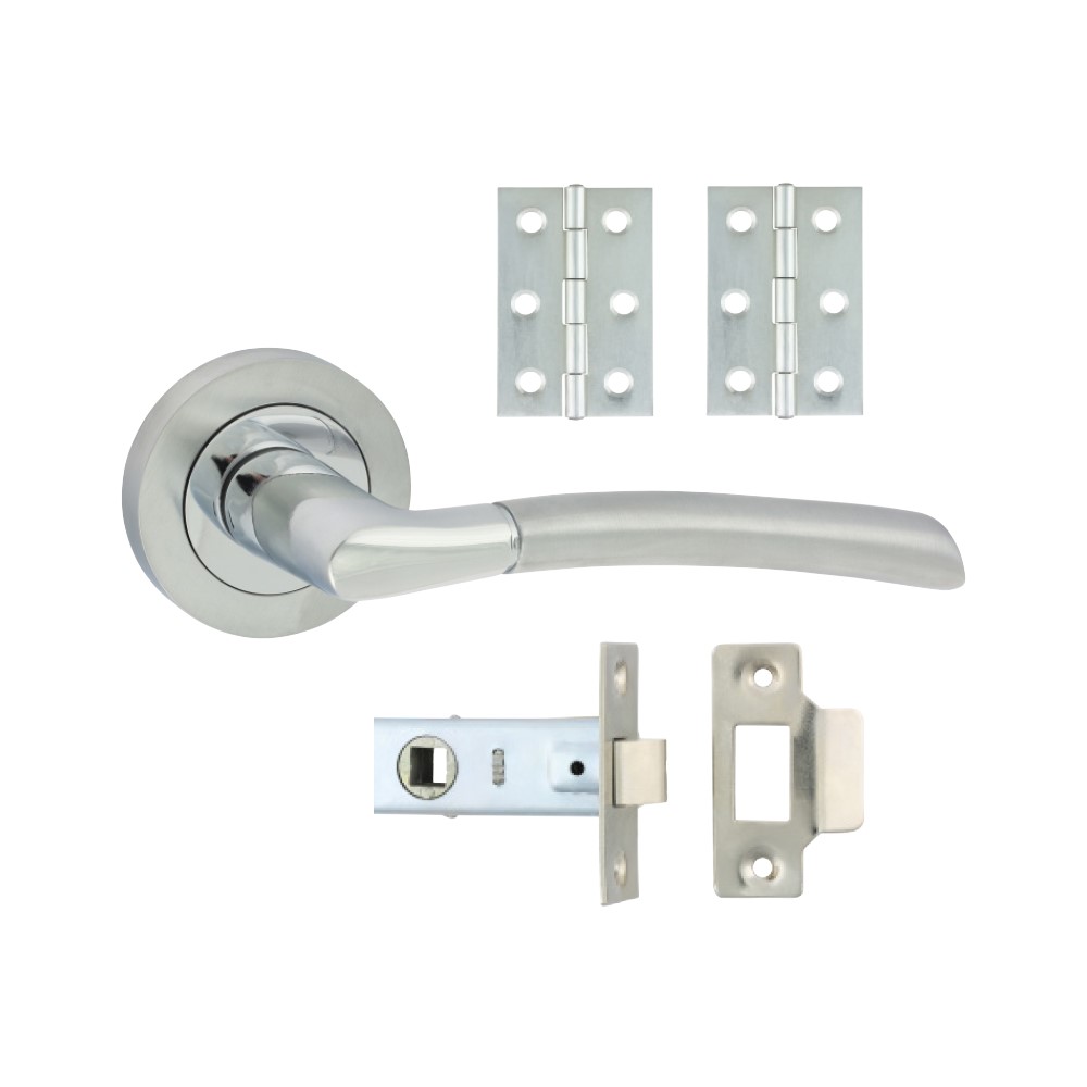 TIMCO Shavington Lever On Rose Door Pack - Polished Chrome & Satin Chrome Mixed