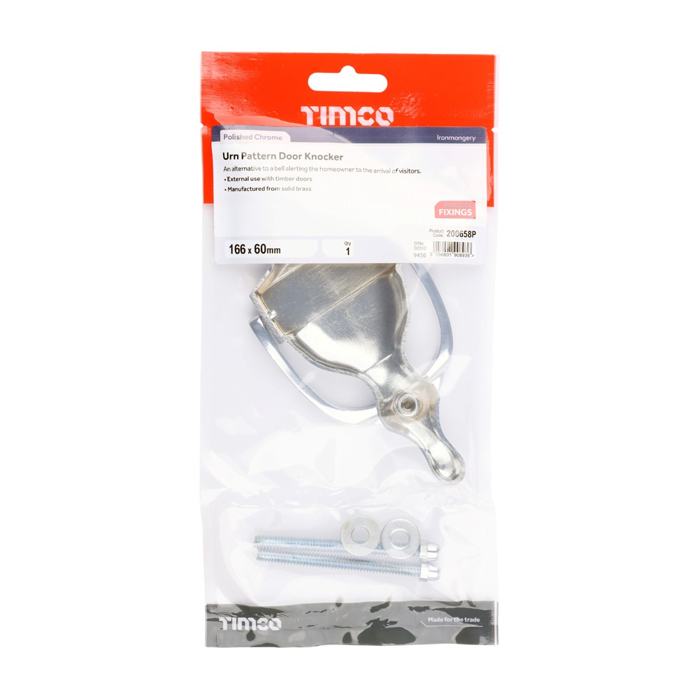 TIMCO Urn Door Knocker Polished Chrome 166 x 60mm (1)