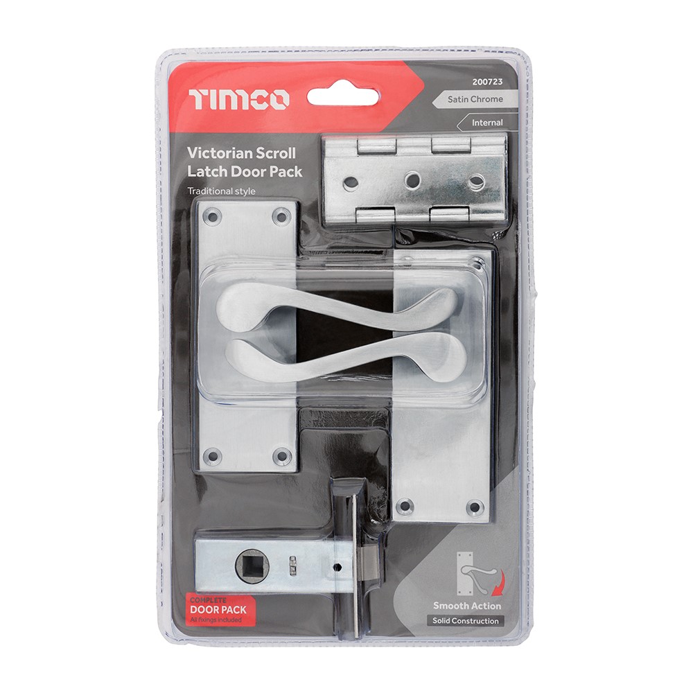 TIMCO Victorian Scroll Latch Door Pack - Satin Chrome Mixed (2 Pack)