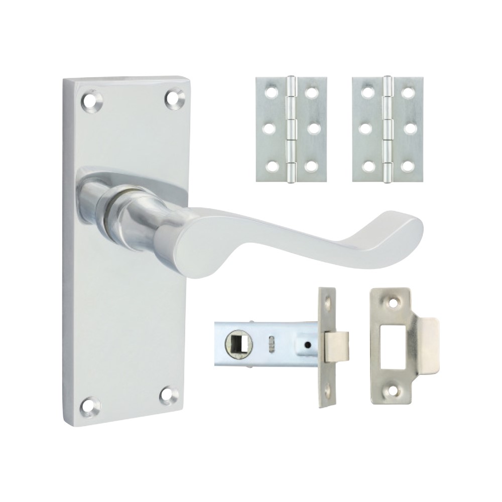 TIMCO Victorian Scroll Latch Door Pack - Satin Chrome Mixed (2 Pack)