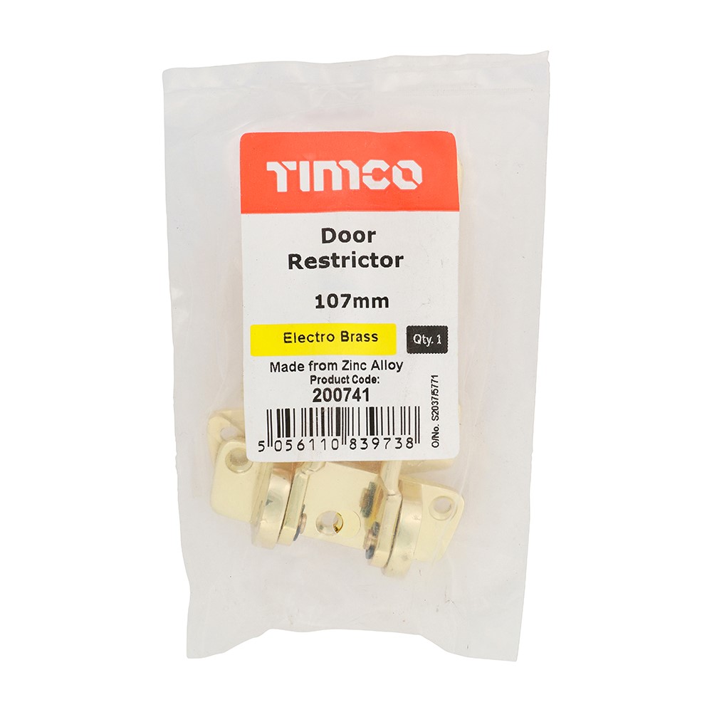 TIMCO Door Restrictor - Electro Brass 107mm