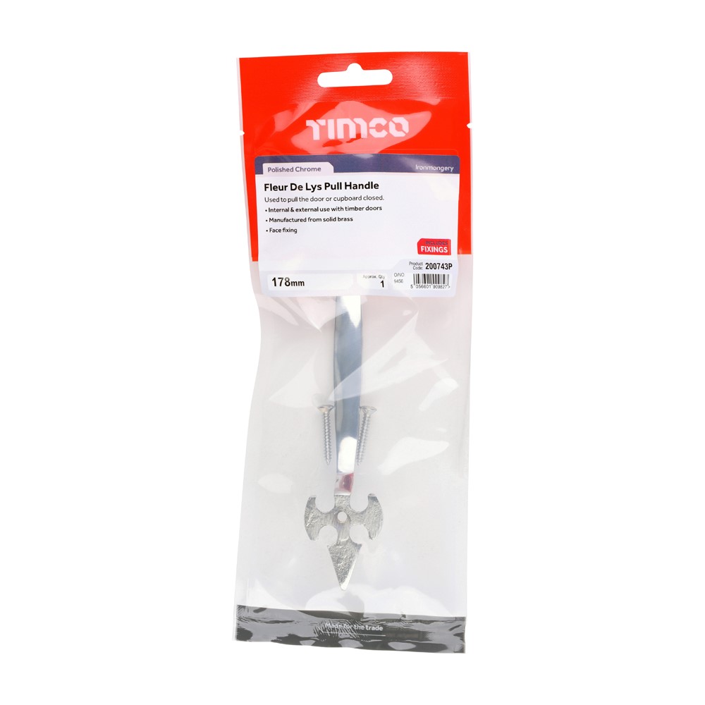 TIMCO Fleur De Lys Pull Handle Polished Chrome 178mm (1)