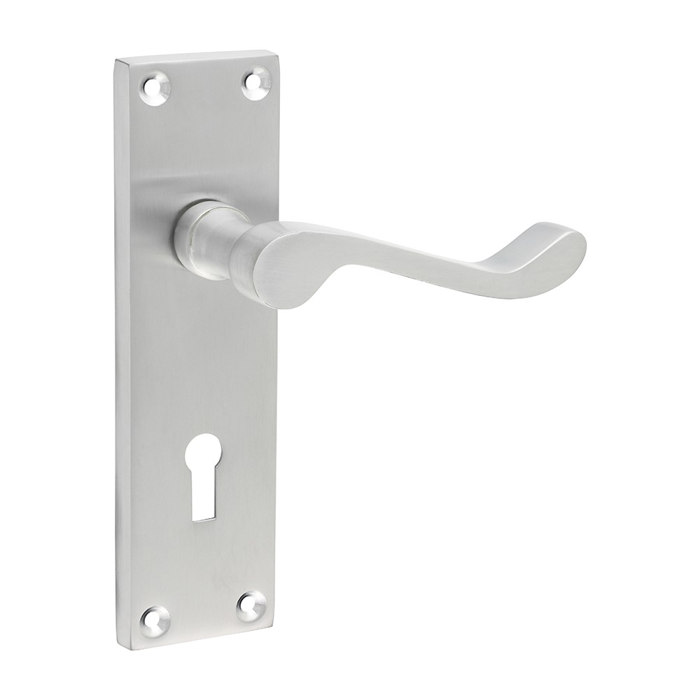 TIMCO Victorian Scroll Lock Handles - Satin Chrome 152 x 42mm (2 Pack)