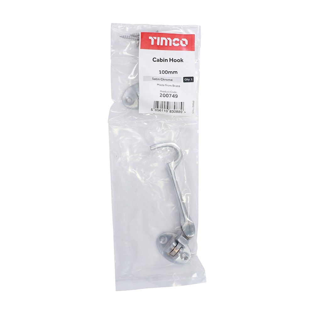 TIMCO Cabin Hook - Satin Chrome 100mm