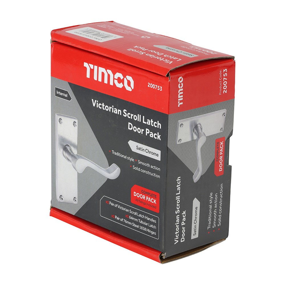 TIMCO Victorian Scroll Latch Door Pack - Satin Chrome Mixed