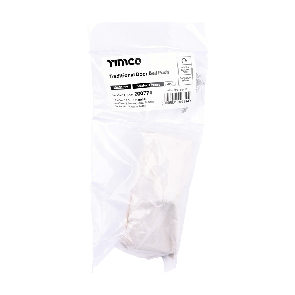 TIMCO Door Bell Polished Chrome 80 x 31mm (1)