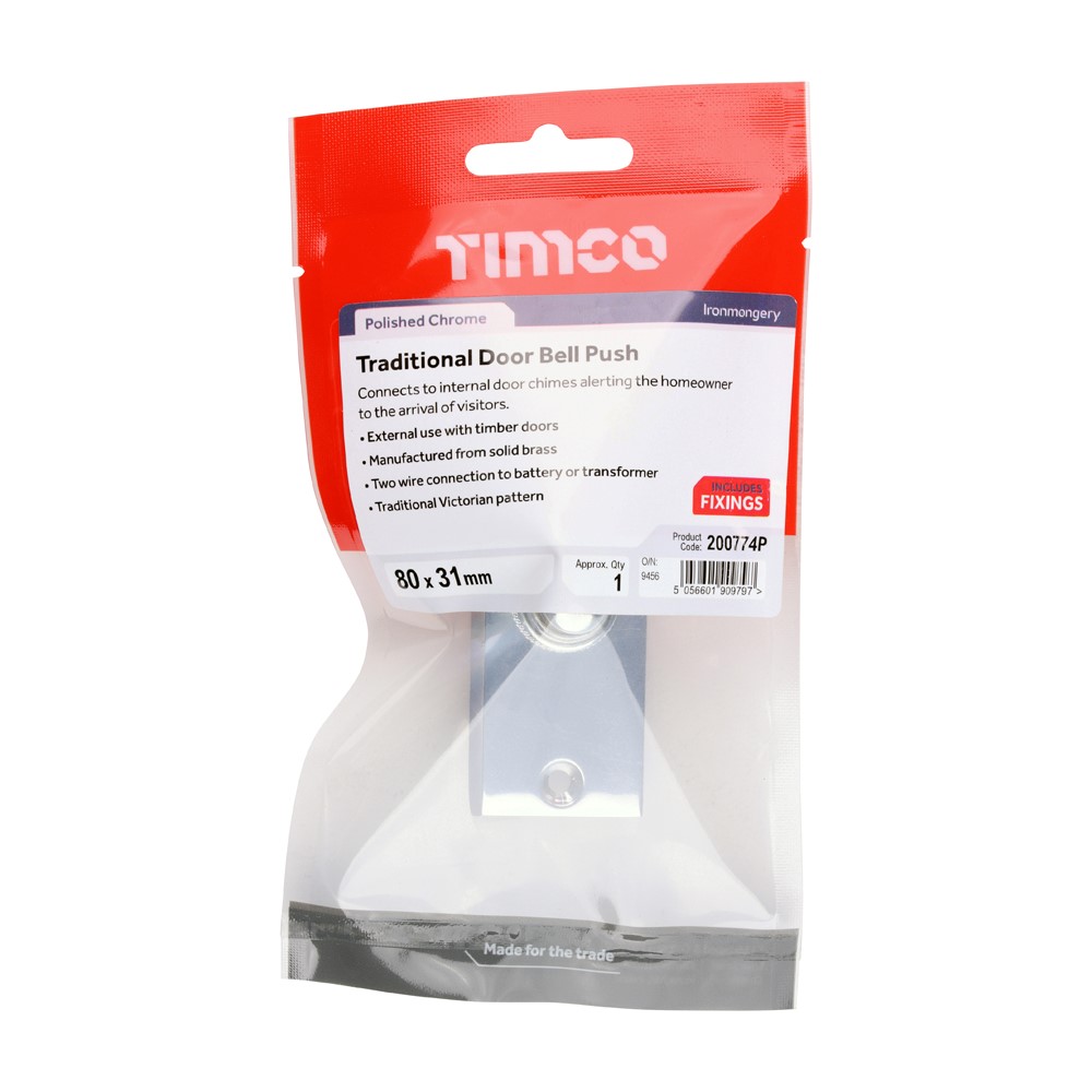 TIMCO Door Bell Polished Chrome 80 x 31mm (1)