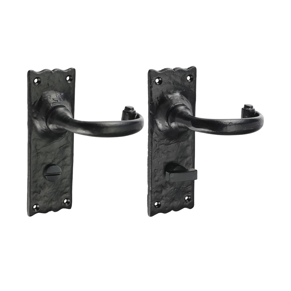 TIMCO Traditional Bathroom Lock Handle - Antique Black 155 x 54mm (2 Pack)