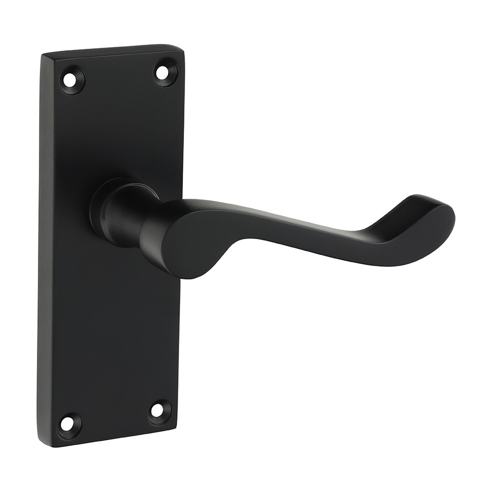 TIMCO Victorian Scroll Latch Handle - Matt Black 114 x 42mm (2 Pack)