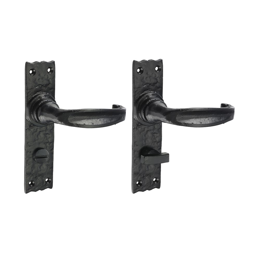 TIMCO Narrow Style Bathroom Lock Handles - Antique Black 155 x 37mm (2 Pack)