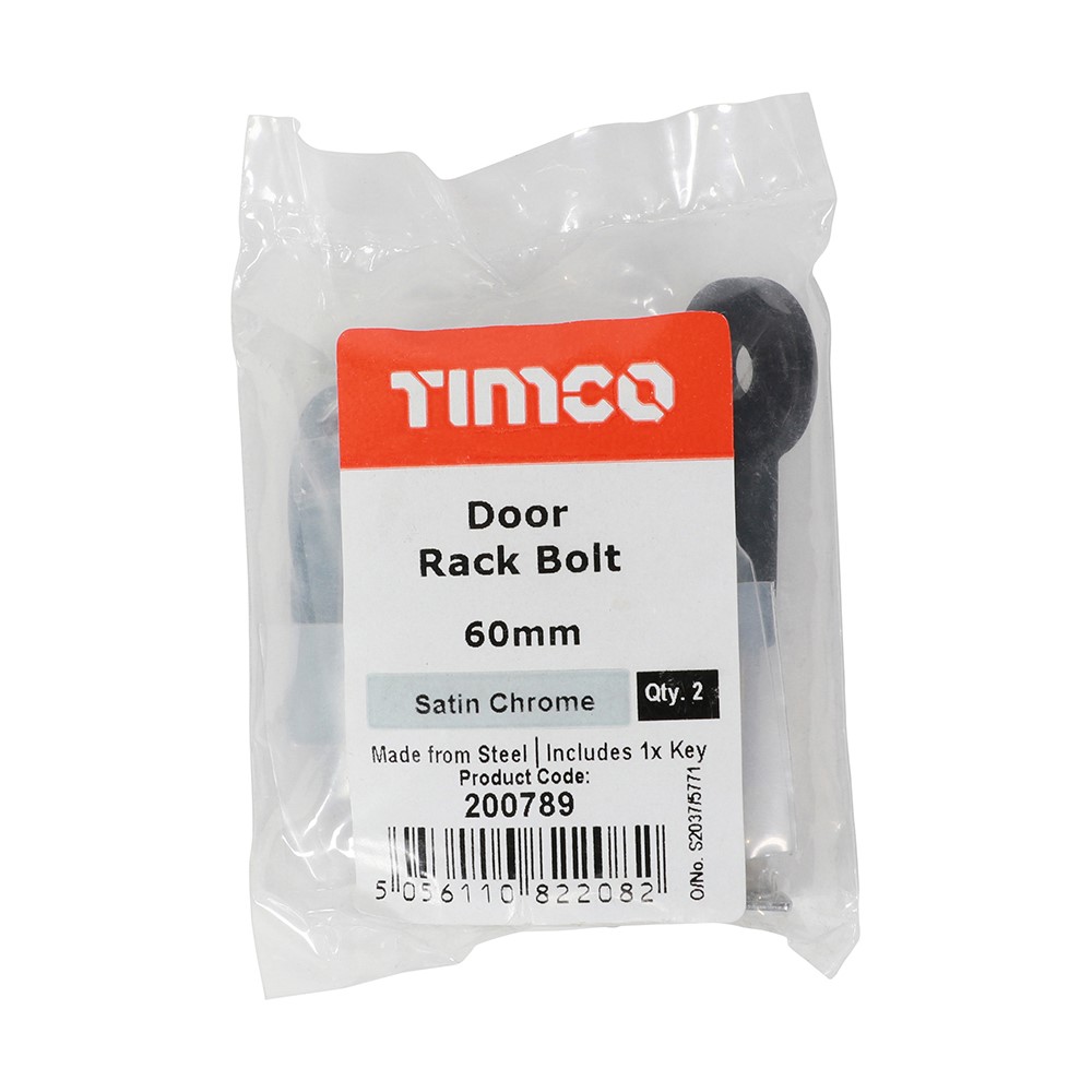 TIMCO Door Rack Bolts - Satin Chrome 60mm (2 Bag)