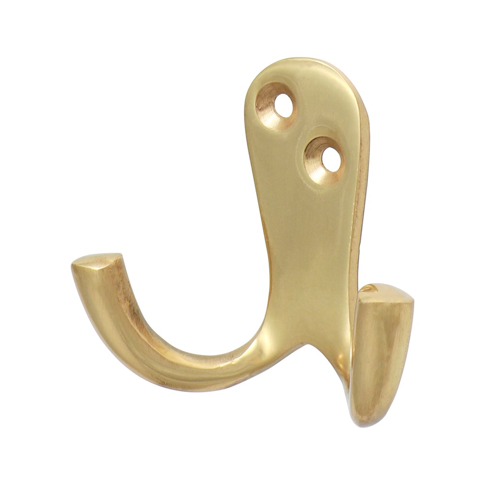 TIMCO Double Robe Hook - Polished Brass 47 x 24mm