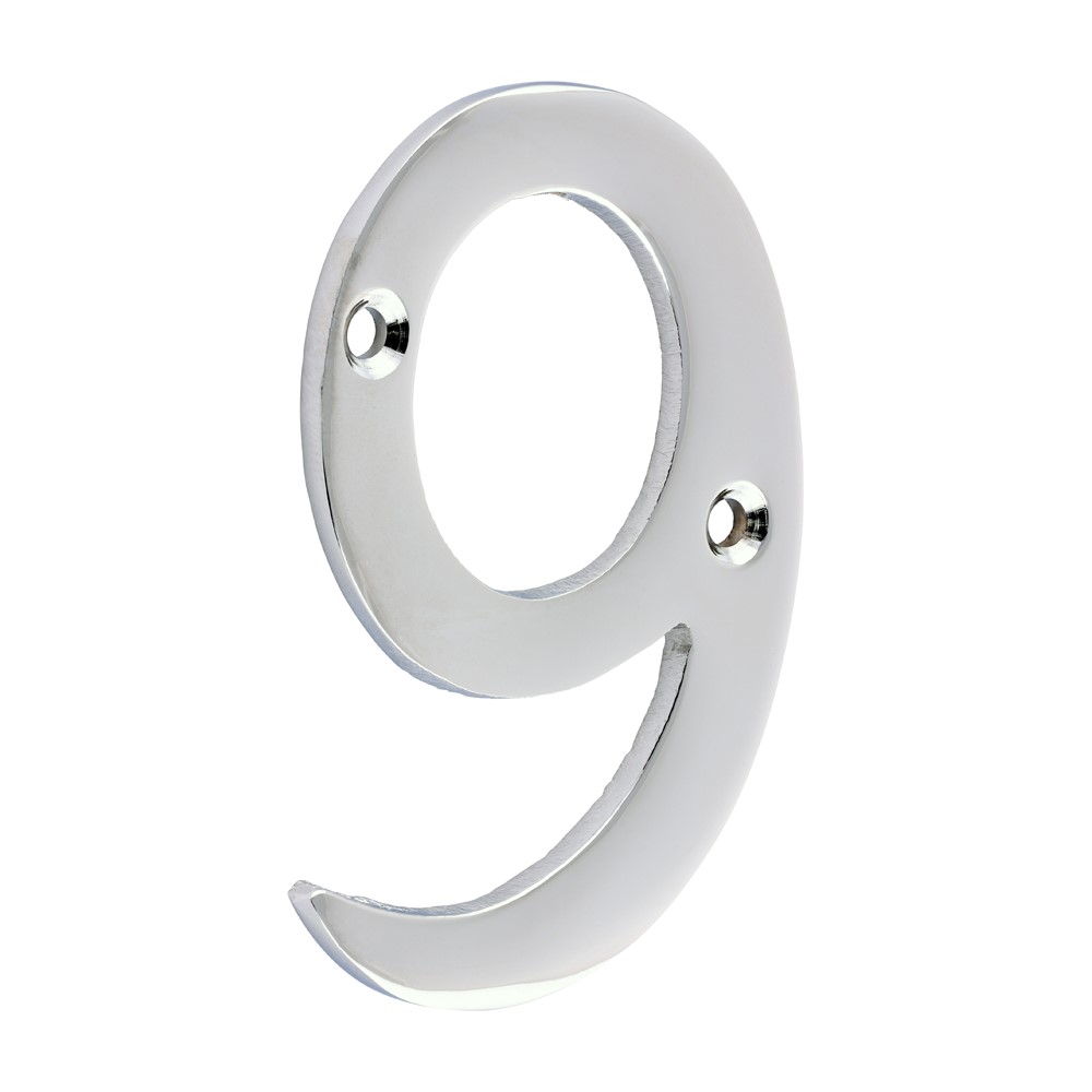 TIMCO Door Numeral 9 Polished Chrome 75mm