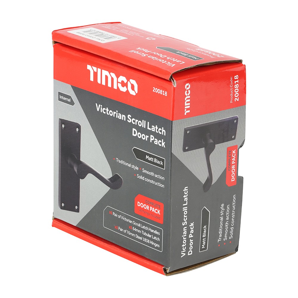 TIMCO Victorian Scroll Latch Door Pack - Matt Black Mixed