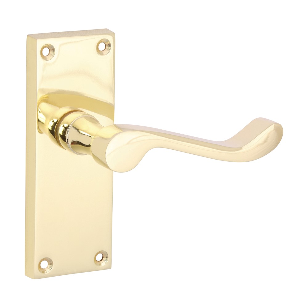 TIMCO Victorian Scroll Latch Handles Electro Brass 114 x 42mm (1)