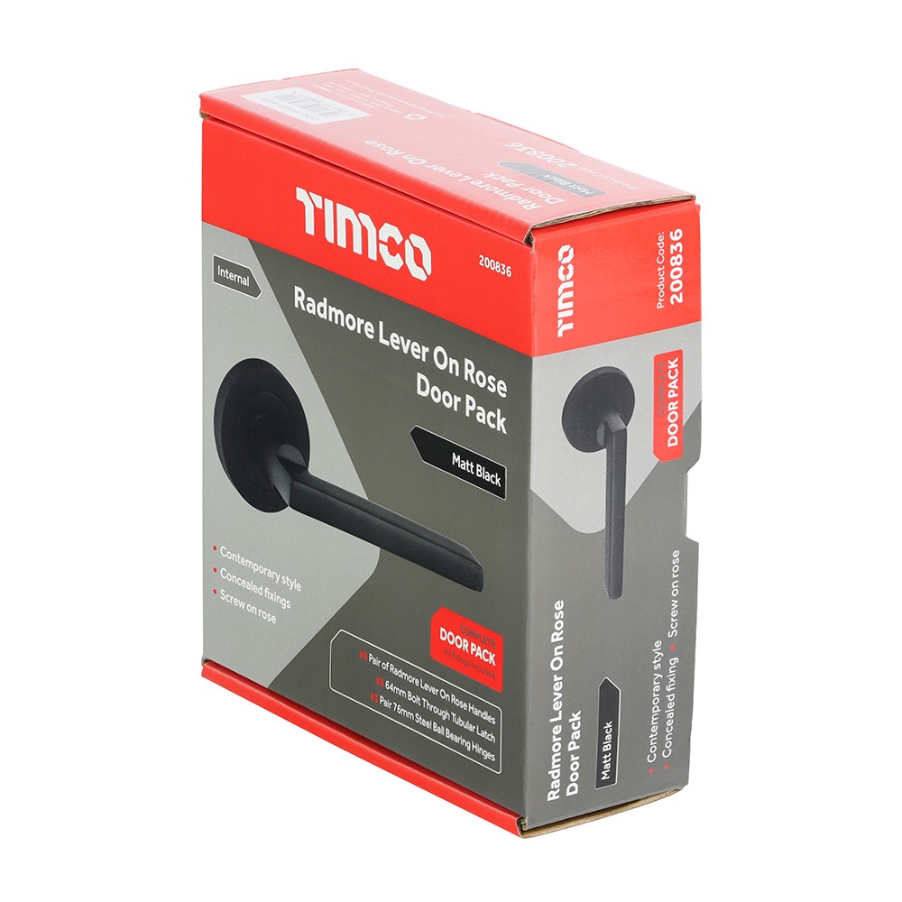 TIMCO Radmore Lever On Rose Door Pack - Matt Black Mixed