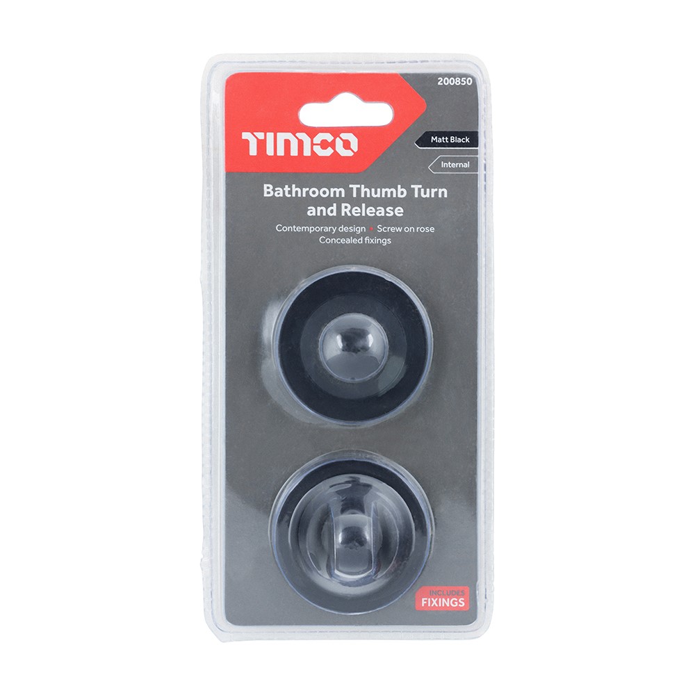 TIMCO Bathroom Thumb Turn And Release - Matt Black 51mm