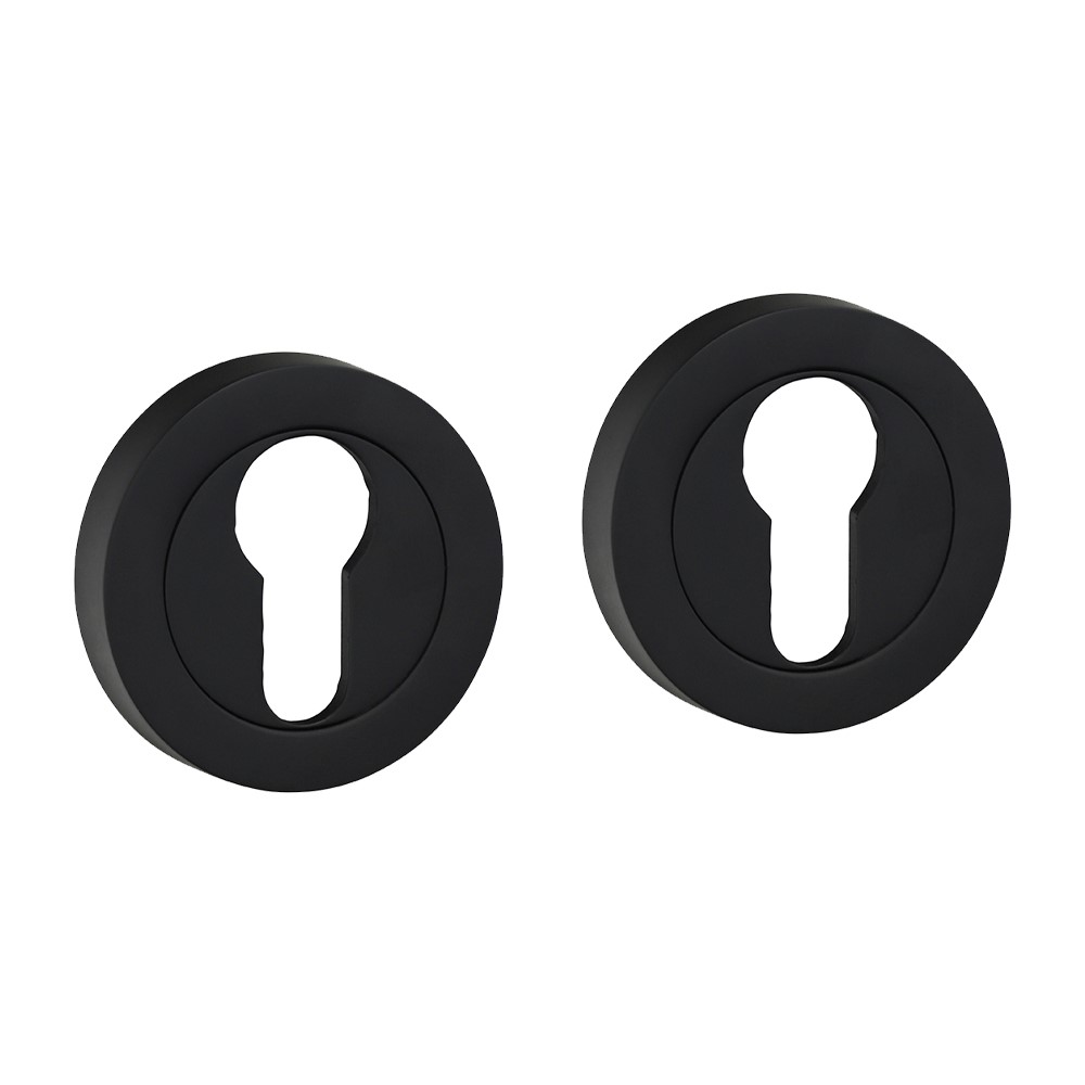 TIMCO Euro Profile Escutcheon - Matt Black 51mm (2 Pack)