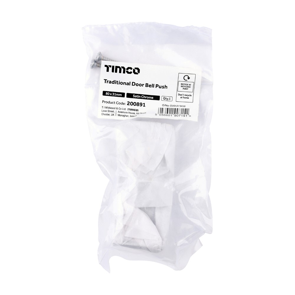 TIMCO Door Bell Satin Chrome 80 x 31mm (1)
