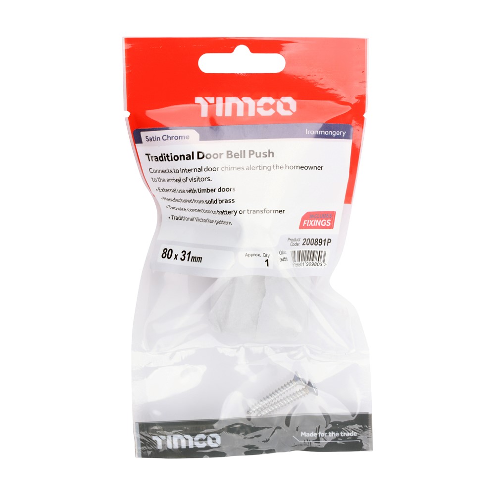 TIMCO Door Bell Satin Chrome 80 x 31mm (1)