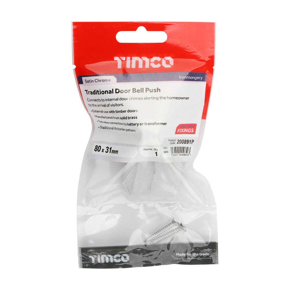 TIMCO Door Bell Satin Chrome 80 x 31mm (1)