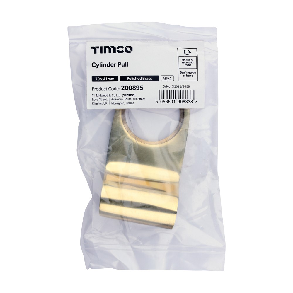 TIMCO Cylinder Pull Polished Brass 79 x 41mm (1)