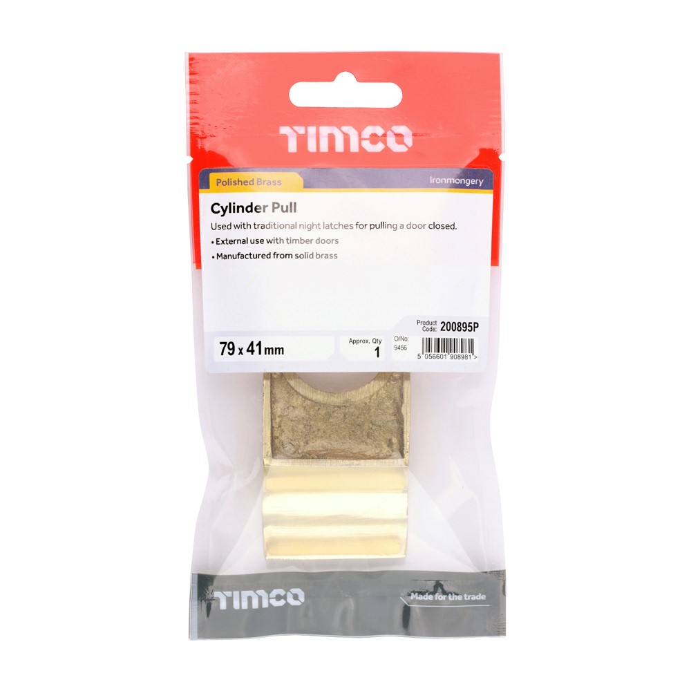 TIMCO Cylinder Pull Polished Brass 79 x 41mm (1)