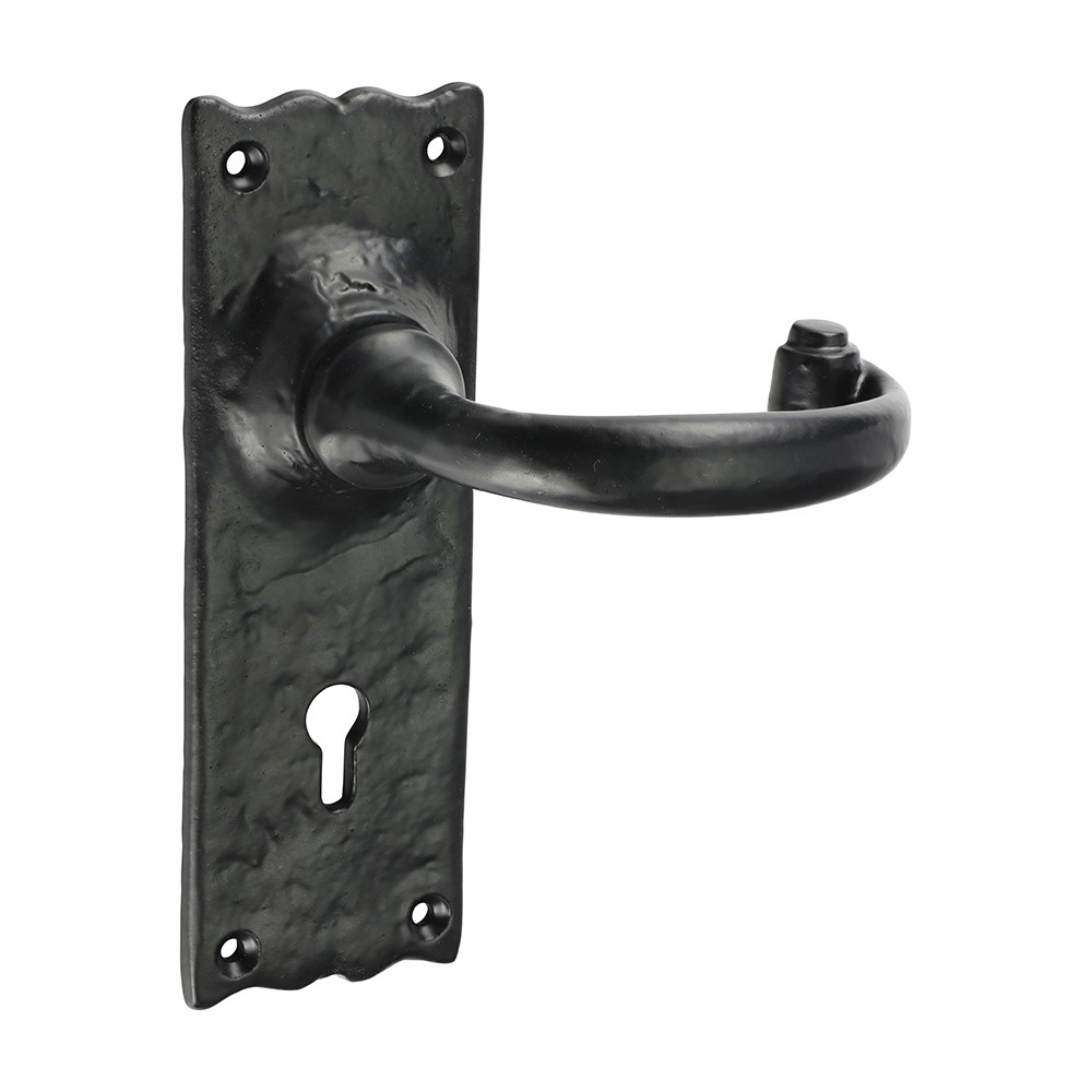 TIMCO Traditional Lever Lock Handles - Antique Black 155 x 54mm (2 Pack)