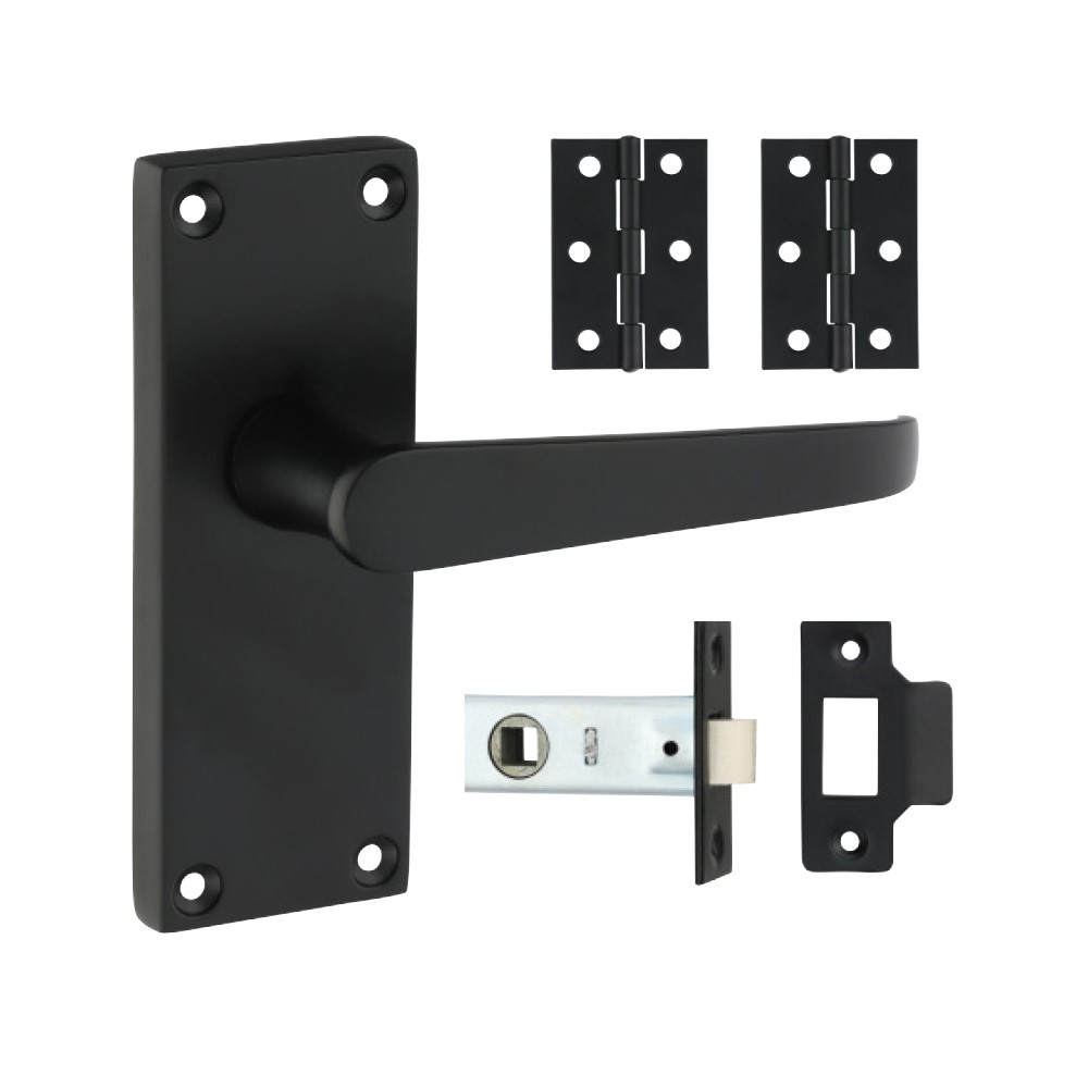 TIMCO Victorian Straight Latch Door Pack - Matt Black Mixed