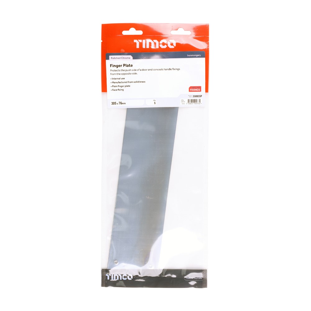 TIMCO Finger Plate Polished Chrome 305 x 76mm (1)