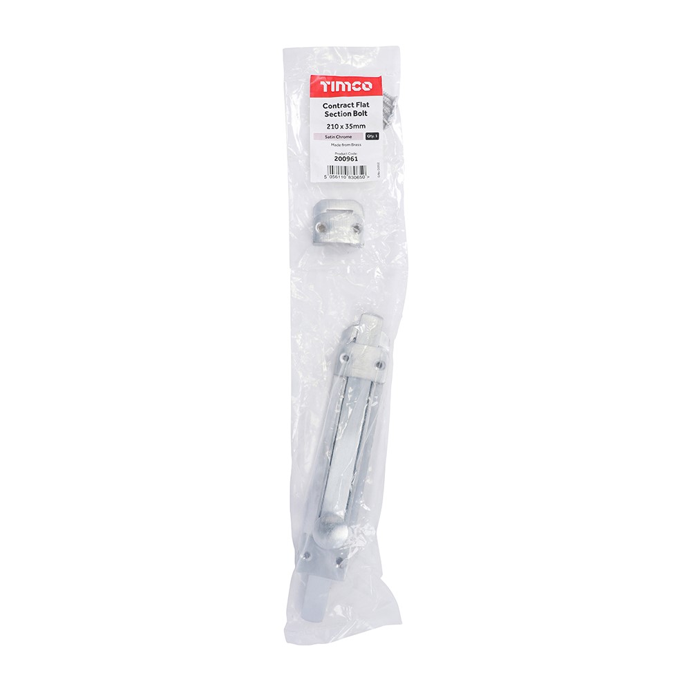 TIMCO Contract Flat Section Bolt - Satin Chrome 210 x 35mm