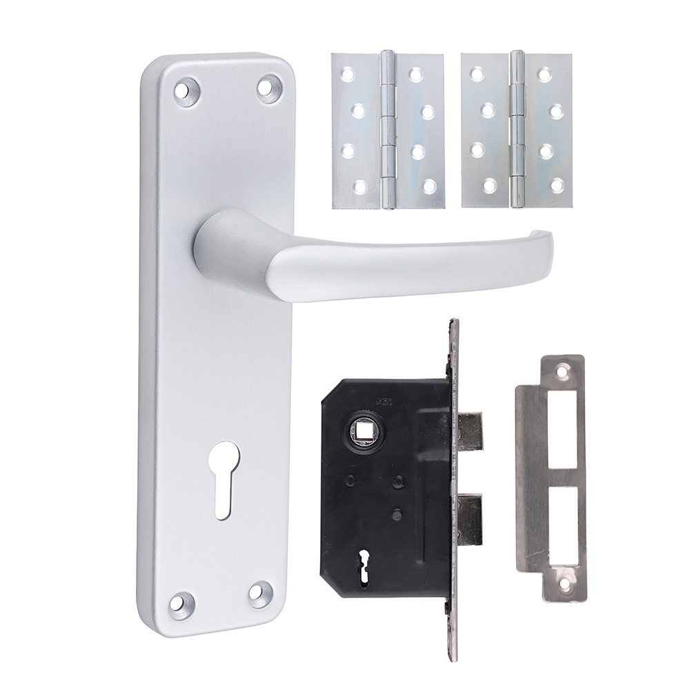 TIMCO Contractors 3L Lock Door Pack - Satin Anodised Aluminium 154 x 40mm (2 Pack)