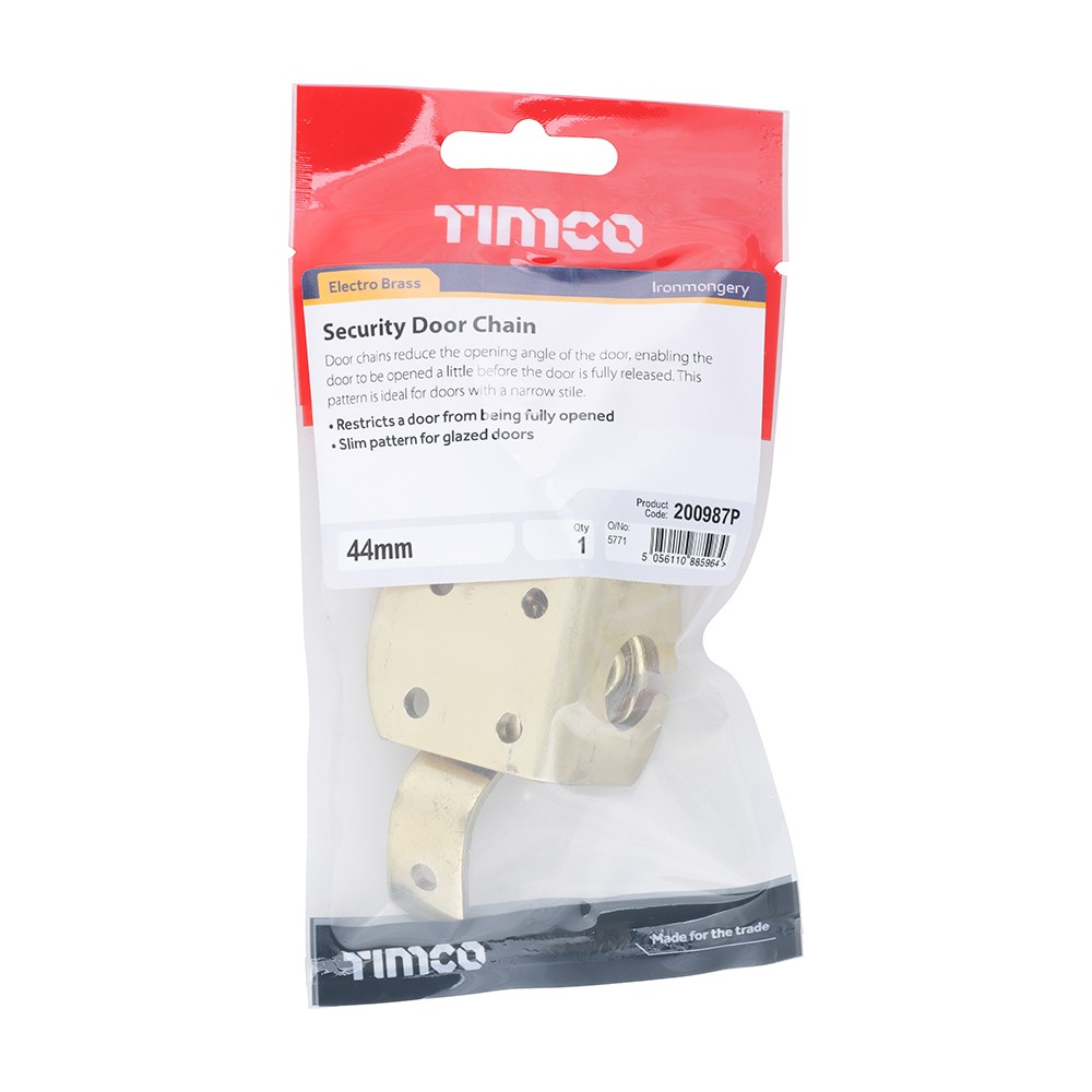 TIMCO Security Door Chain - Electro Brass 44mm
