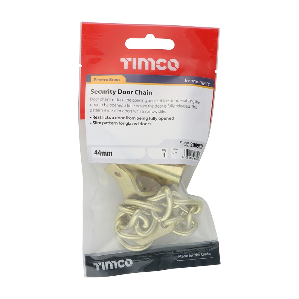 TIMCO Security Door Chain - Electro Brass 44mm