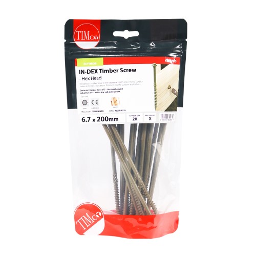 TIMCO Timber Screws - Hex Head - Exterior - Green 6.7 x 200mm (20)