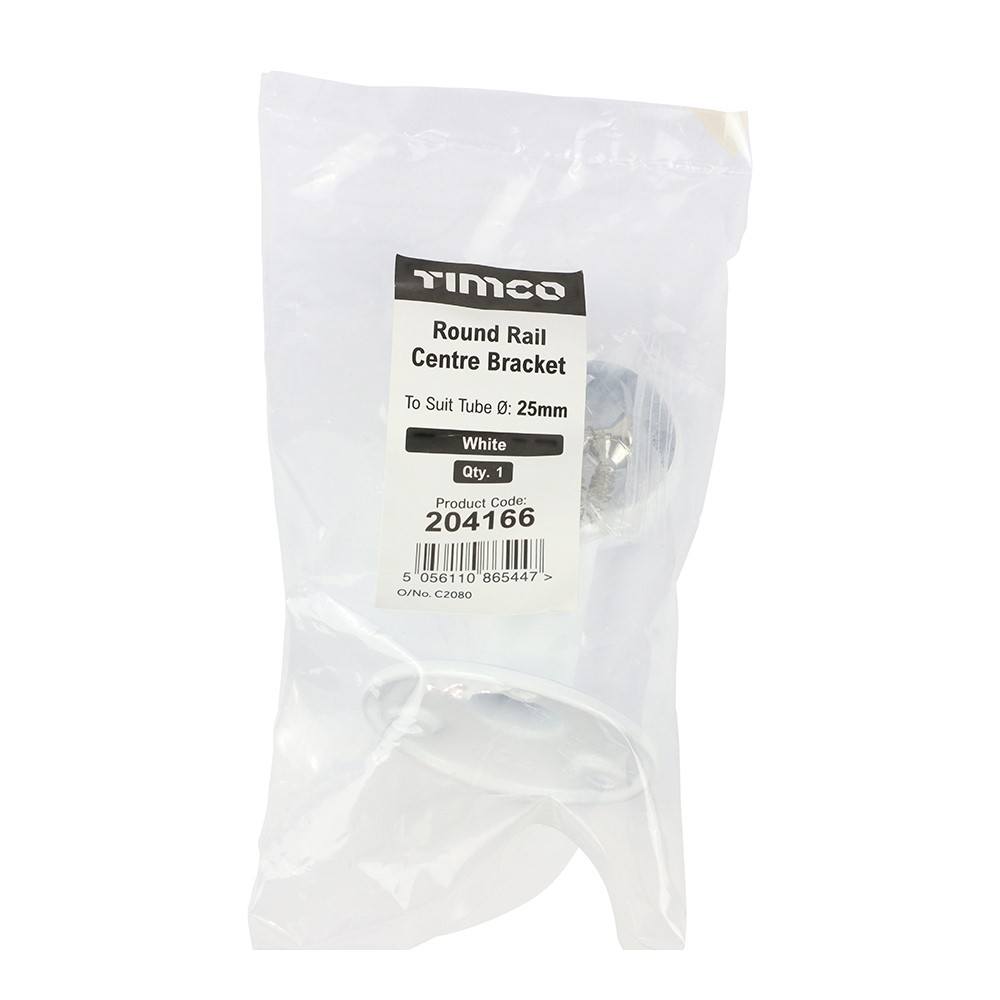 TIMCO Centre Bracket - For Round Tube - White 25mm